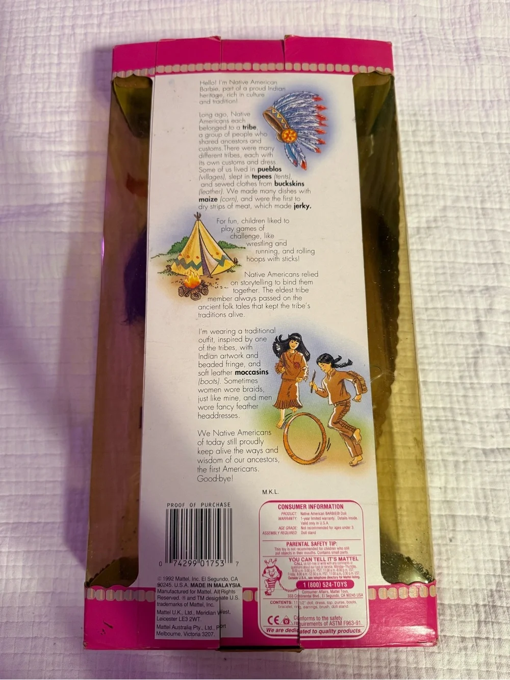 Barbie Native American Special Edition 1992 Dolls of the World #1753 Mattel NRFB